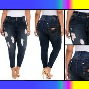 Butt lift levantacola stretch jeans Colombia push up stretch skinny ripped denim